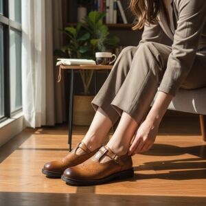 Shoes - Umbre Brown Leather Wingtip Oxfords